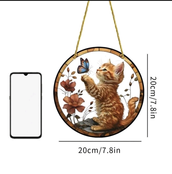 Cat and Butterfly Acrylic Suncatcher - Picture 3 of 6